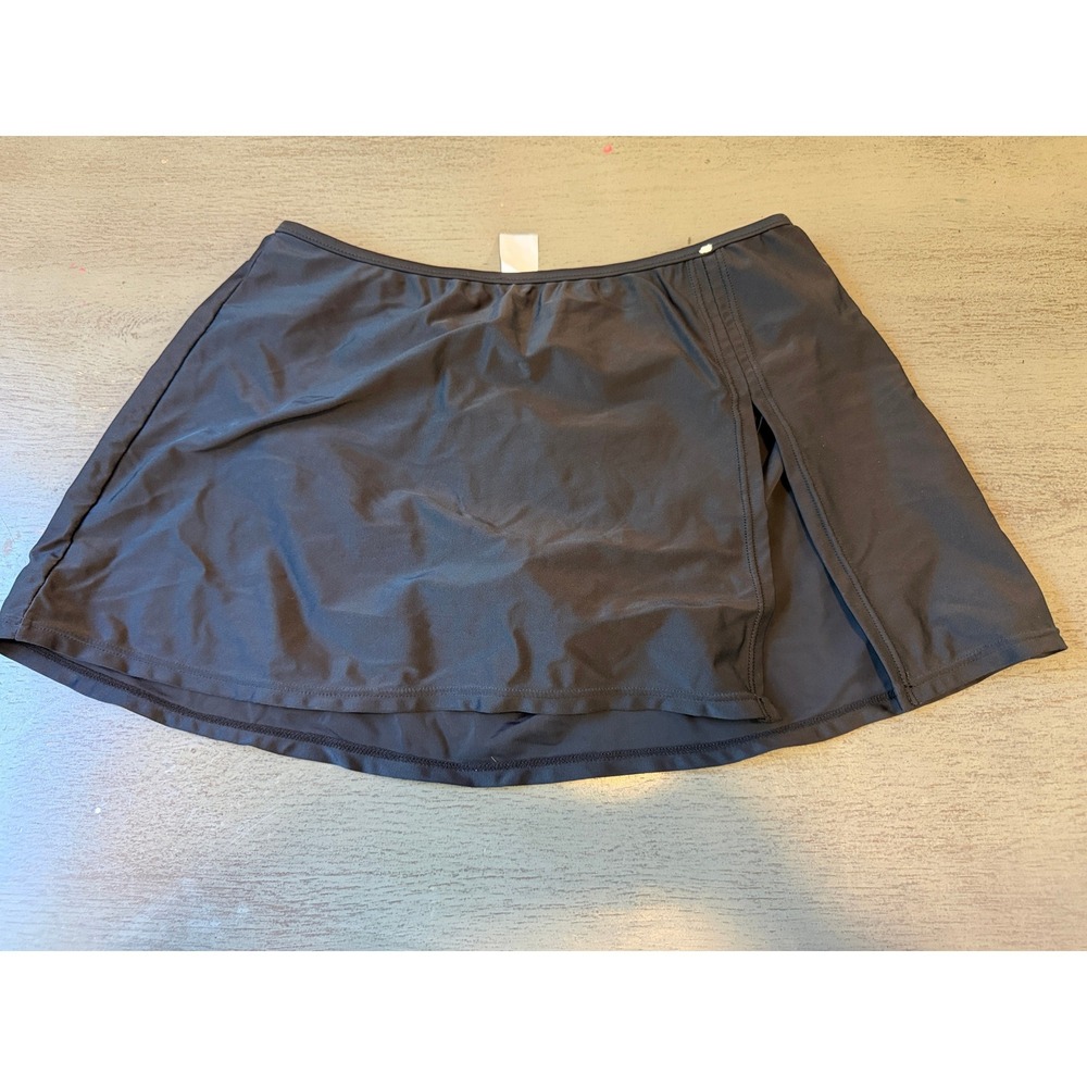 Ocean Dream Black Swim Skirt with Built-in Brief Size 14 Slit Swimsuit Bottom